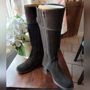 La Canadienne Highest Quality Black Suede Riding Boots Size 5 Waterproof Comfort